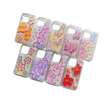 Three in one partially painted PC phone case for iphone 15 pro max