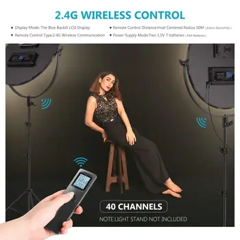 Neewer NL-360ARC 18''/45.5cm 70W Ultra Thin Bi-Color Round LED Light 70W Dimmable Light with AC Adapter/2.4G Wireless Remote detail image