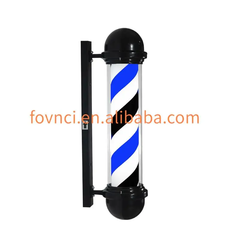 Barber Retro Barbershop Pole Led Light Red White Blue Stripes Outside Illuminating Rotating Hair Salon Barber