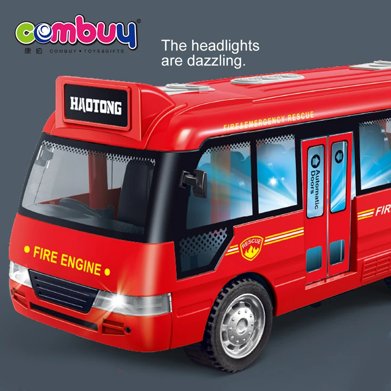 Flash Light Friction Power Inertia Car City Music Bus With 8pcs
