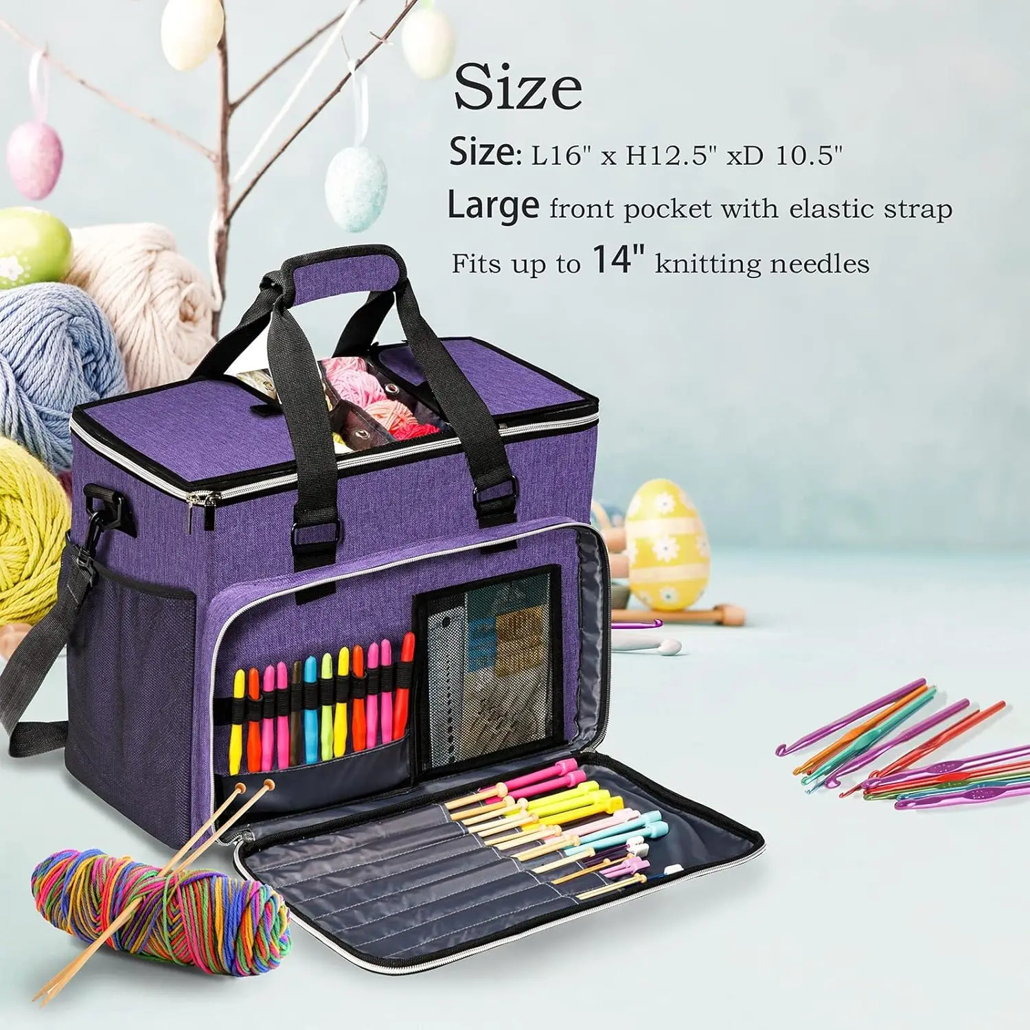 Factory Straight Selling Good Quality Large Large Yarn Storage Organize  Crochet Tote Bag for Knitting Accessories