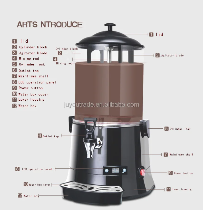 Commercial Hot Chocolate Maker, Electric Chocolate Dispenser Warmer Hot,  0~90℃ Adjustment Hot Coco Making Machine, Beverage Warmer for Heating