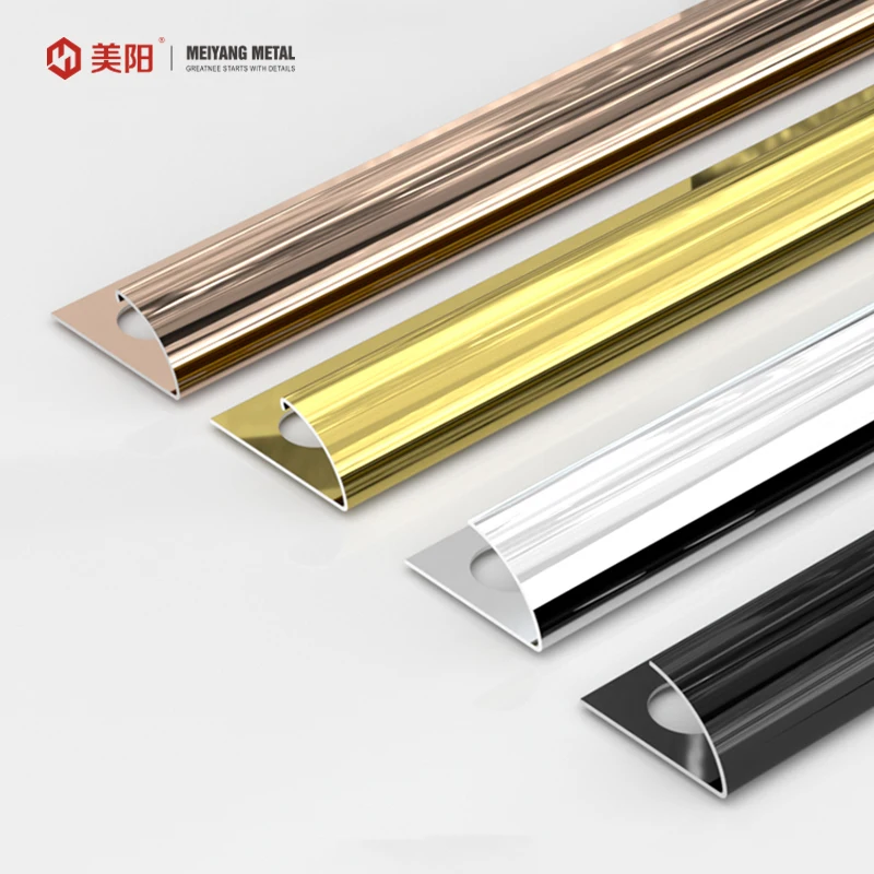 Hot sales SUS Stainless Steel Metal cheap price SS Profile Shape Edge Curved Corner For Outside Shaped Tile Trim