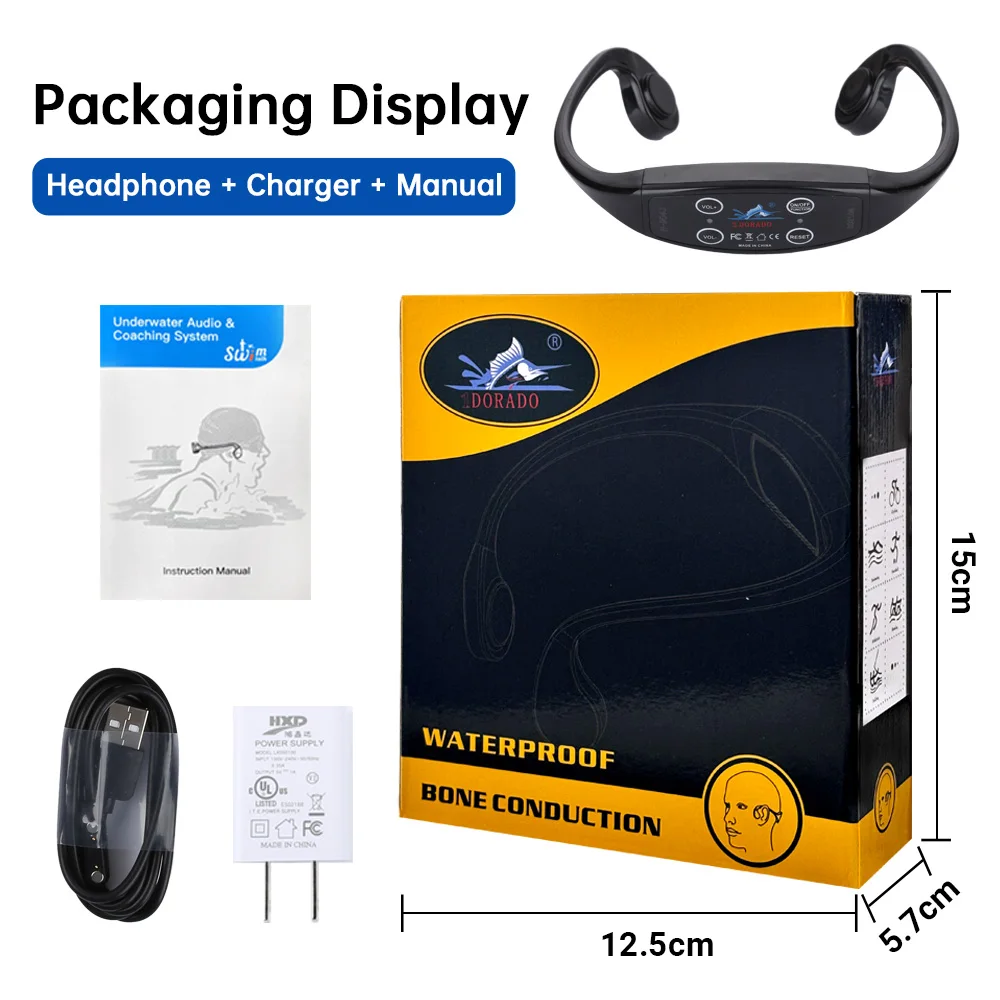 Bone Conduction Headset with Digital Display Battery Indicator for Swimming Work and Communication Comes with Transmitter