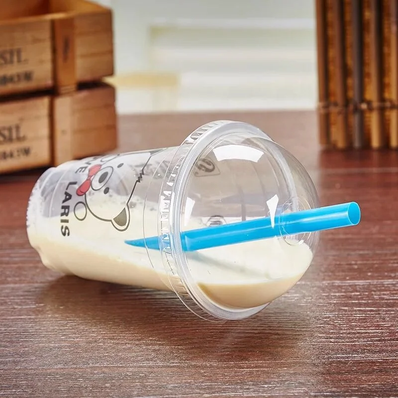 Factory Price Printing logo Recyclable Cold Drinking 32 oz Disposable Milkshaker Transparent Plastic Cups with Lid