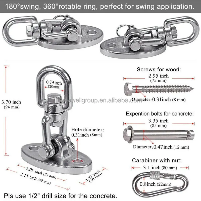 Round Swing Hook Outdoors Hangers Playground Equipment Carabiner D
