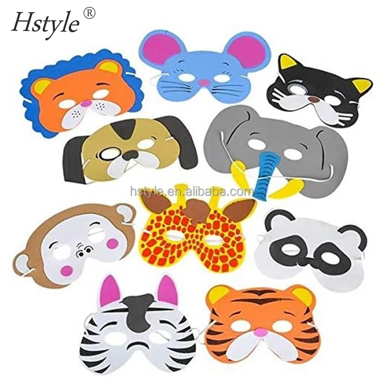 12Pcs Máscaras de animales de espuma para niños 