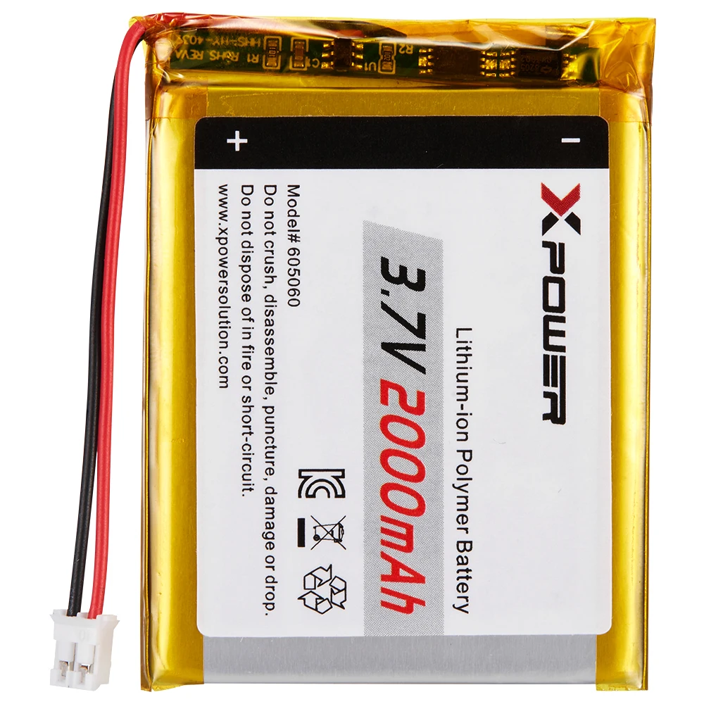 Xpower Kc Certified 3.7v 2000mah Rechargeable 605060 Polymer Battery For Solar Power Bank