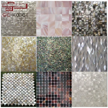 Wholesale shell mosaic variety styles seamless sea freshwater shell mother of pearl mosaic tile iridescent art mosaic