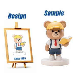 Shengye Custom 8-15cm Eco-Friendly Resin Craft Reading Teddy Bear Toy Figures Home Decor Animal Teddy Action Character Gifts