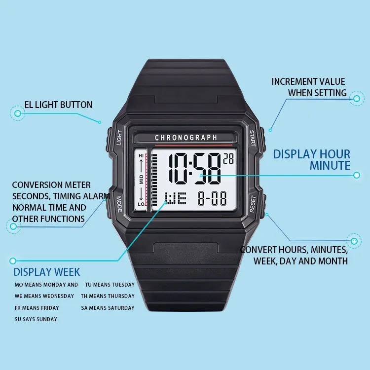 Diray 347G Sports Digital Watch Waterproof Support Customization Low Price Wholesale Digital Watch