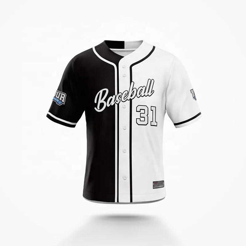 Source Best Quality Stitched Black White Custom Baseball Jersey