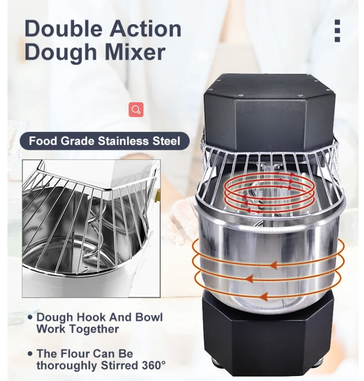 Dapur Pencampur Tepung Kg 10 Liter Mixer Adonan Blender Kneader Mesin  Garpu Spiral Mixer 10 Quart Mesin Bantuan Roti 10l 1100W