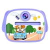 Cachorro morado al volante.
