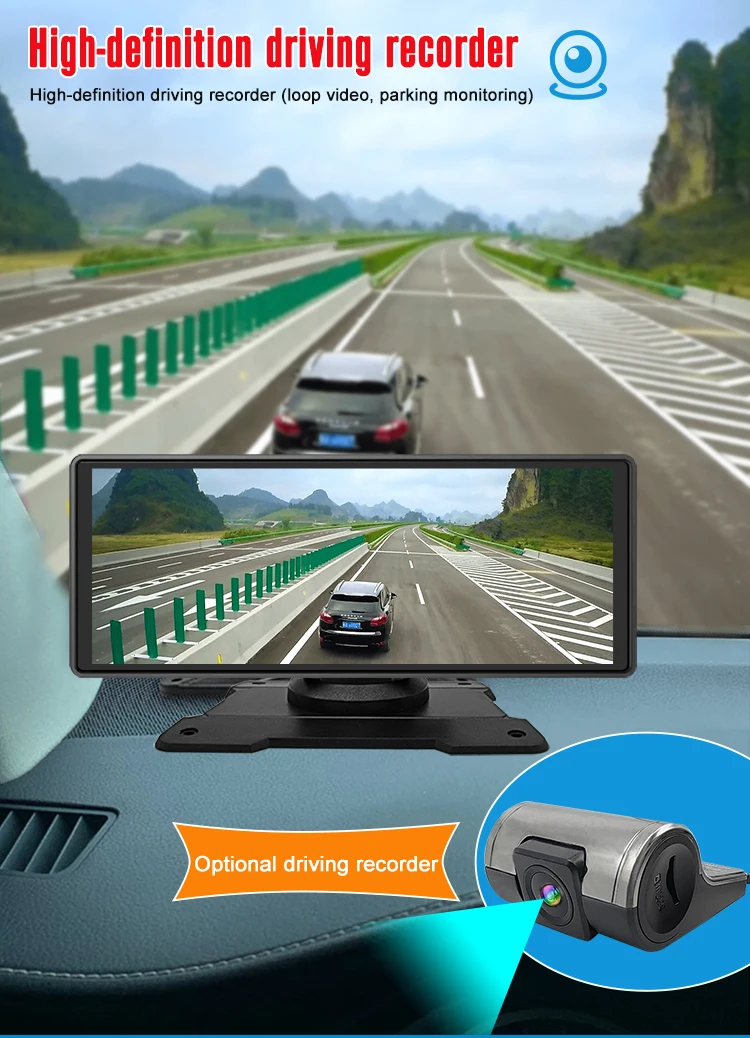 3英寸后视镜仪表板凸轮dvr行车记录仪