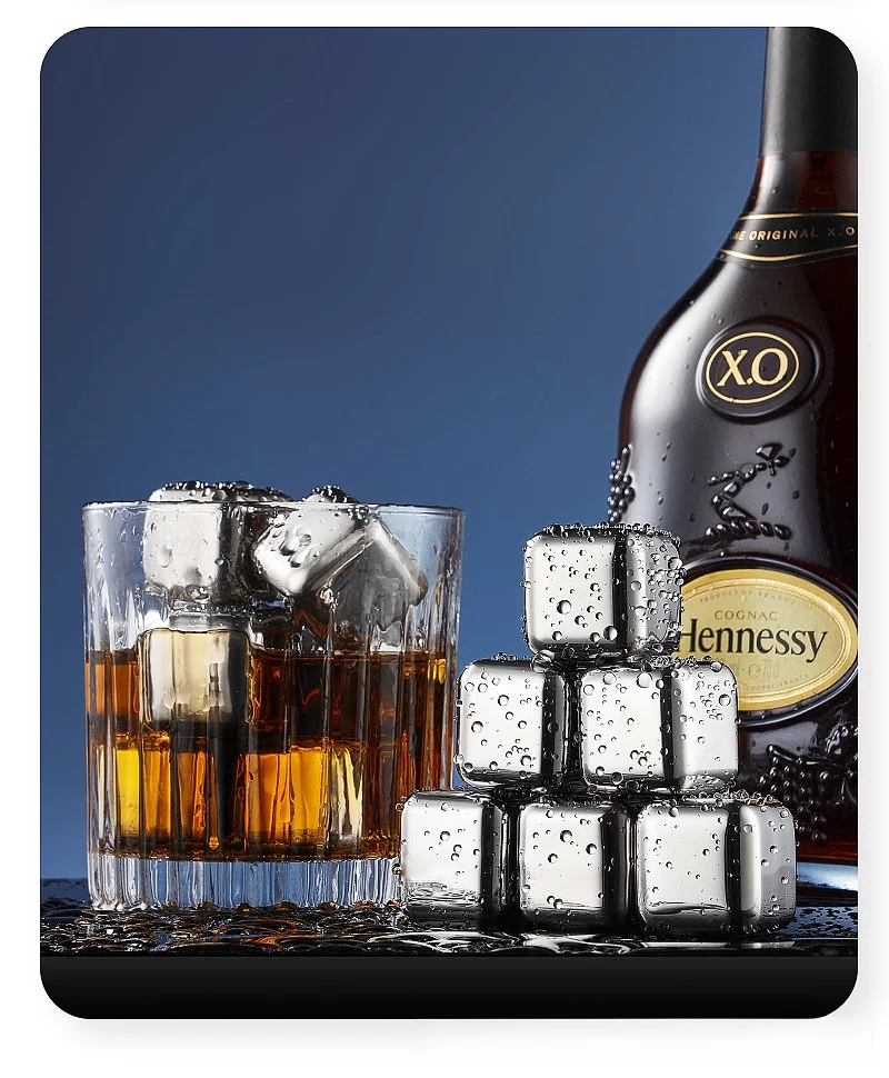 product custom no dilution reusable drink cooler stainless steel whiskey stones ice cubes set with luxury gift box for scotch  bourbon-13