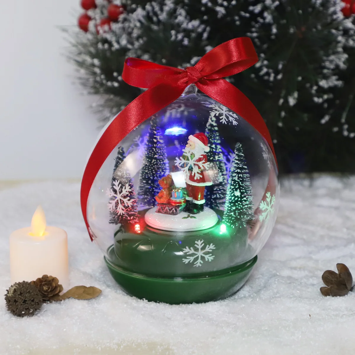 Transparent Glass Dome Led Light Christmas Ornaments Wholesale Commercial Christmas Decorations Ornament