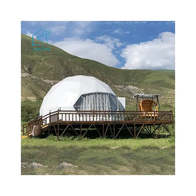 Mountain Hotel Dome Glamping 6m Dome Tents With PVC Roof Cover Prefab House For Luxury Resort