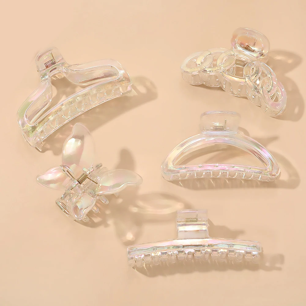 Korean Variety Styles Transparent Hair Claw Ladies Big Resin Hair Claw Clips Solid Color Shark Hair Clip for Girls