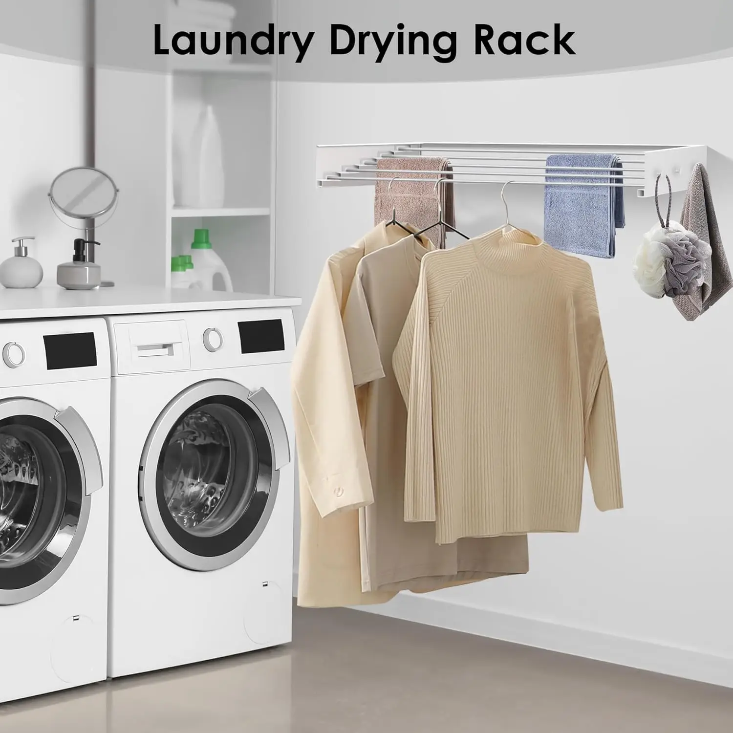 Wall Mounted Laundry Drying Rack for Clothes Foldable Collapsible Clothing  Racks for Indoor and Outdoor