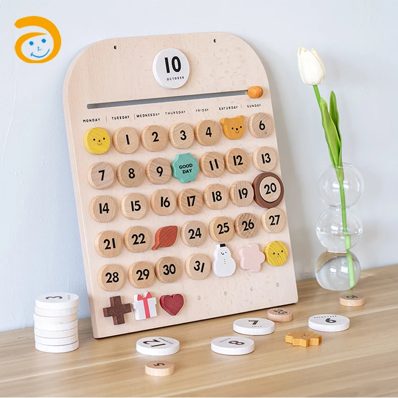 Wooden Calendar Beech Perpetual Calendar Toy Children's Room ...