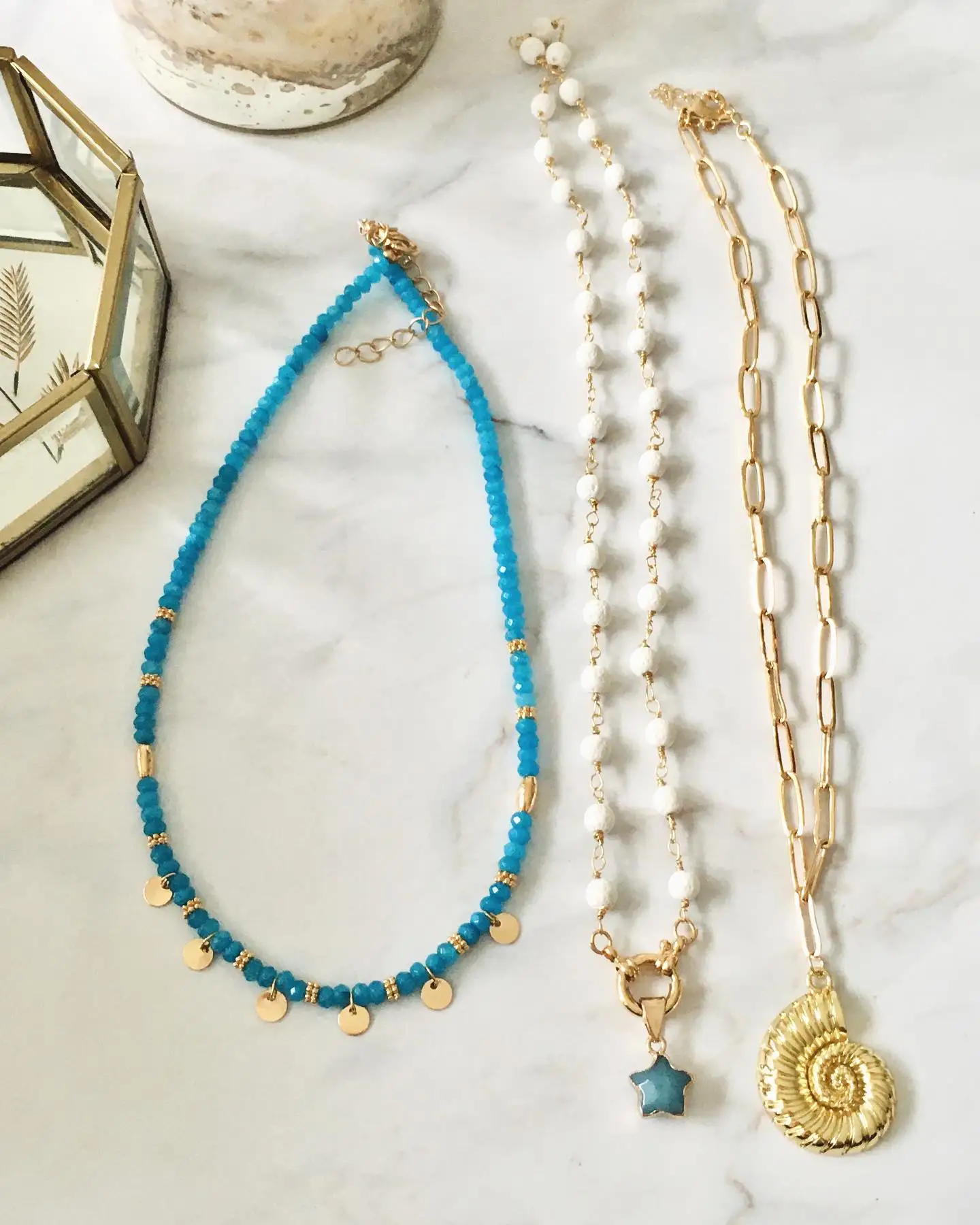 Wholesale Fashion Gemstone Natural Stone Crystal Shell Fresh Water Pearl  18K Beaded Chocker Necklaces Jewelry for Women