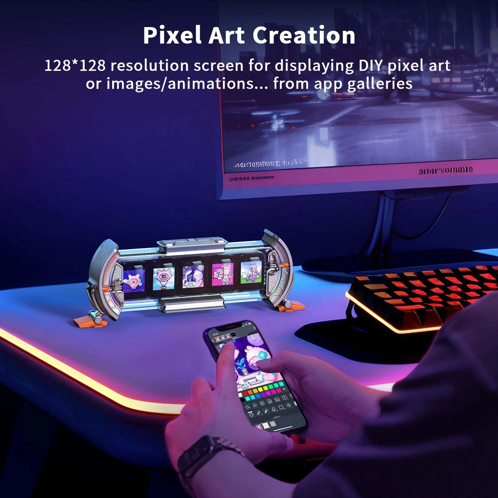 Divoom Times Gate IPS Clock RGB LED Display Cyberpunk Gaming Room Ornaments Smart APP Control Digital Clock