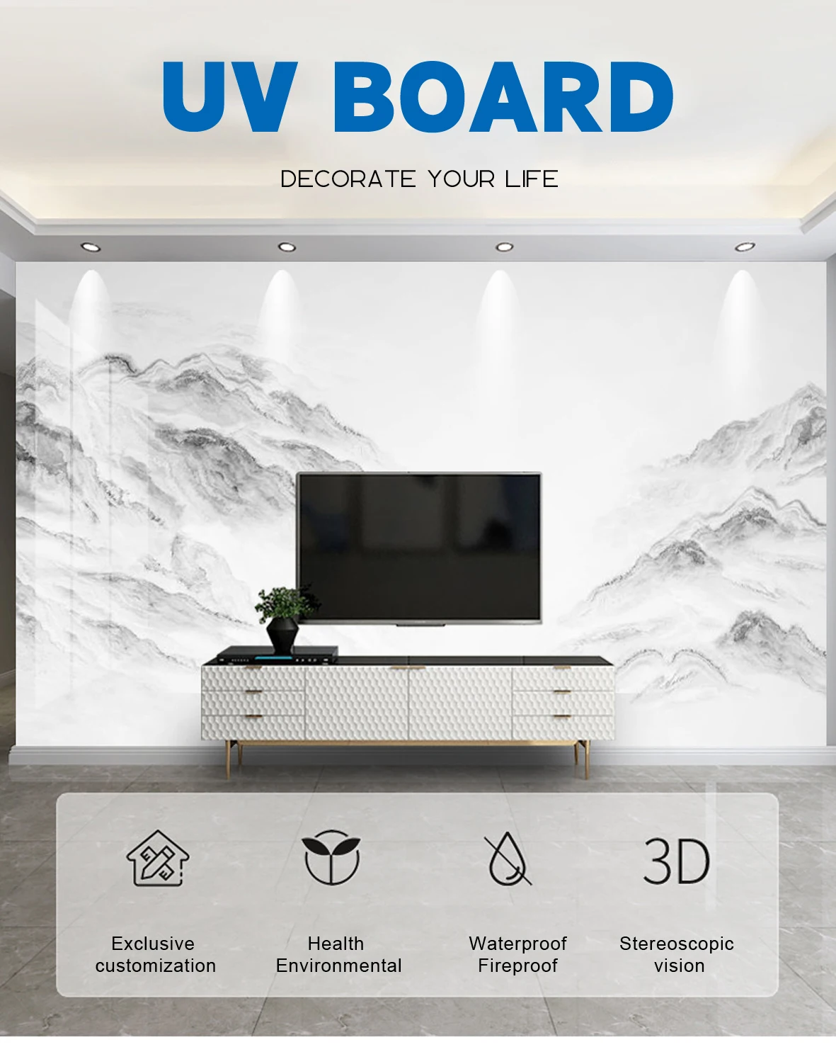 Modern Uv Marble Pvc Wall Panels Waterproof Cladding Boards Decorative ...