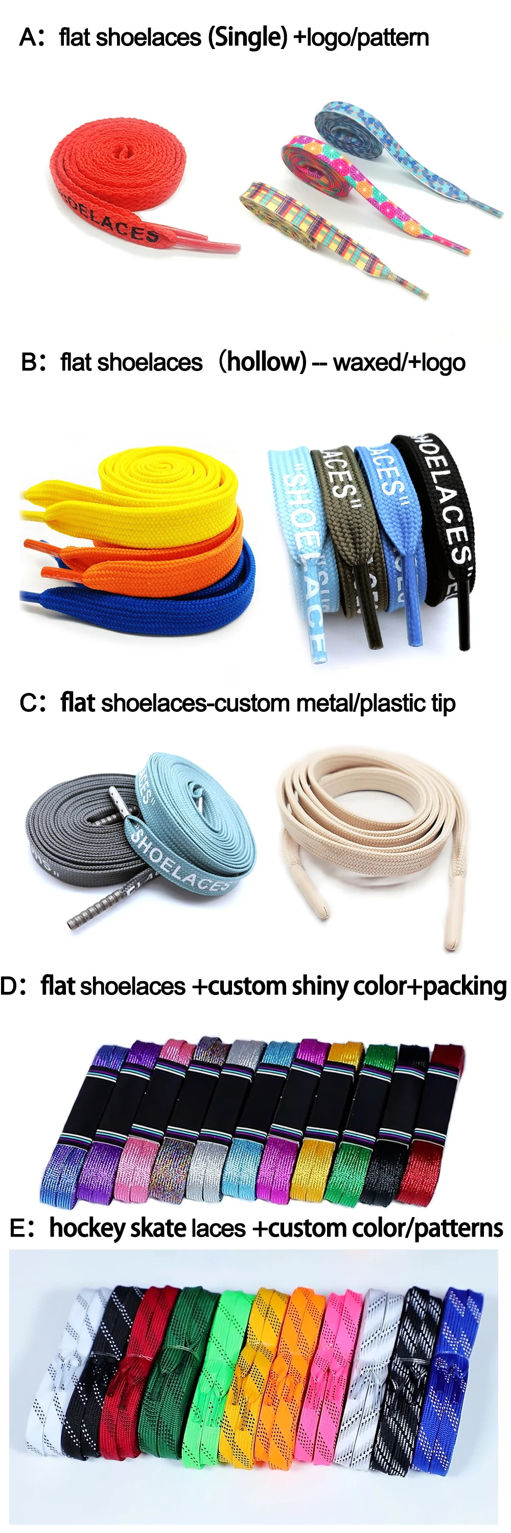 Custom various kinds colors fashion logo shoe laces customized wide polyester flat shoelaces