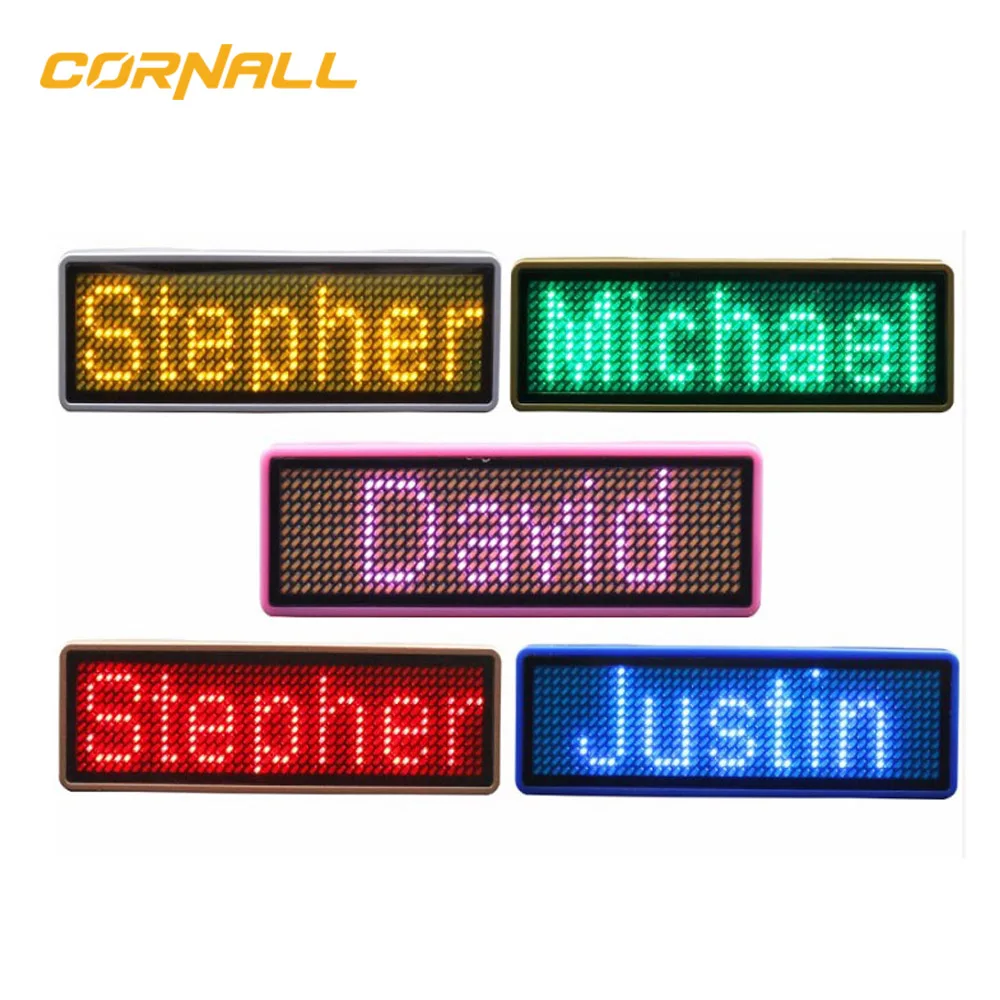 Multilanguage Led Name Badge Display/led Name Tag/mini Led Mobile Sign Rechargeable Led Name