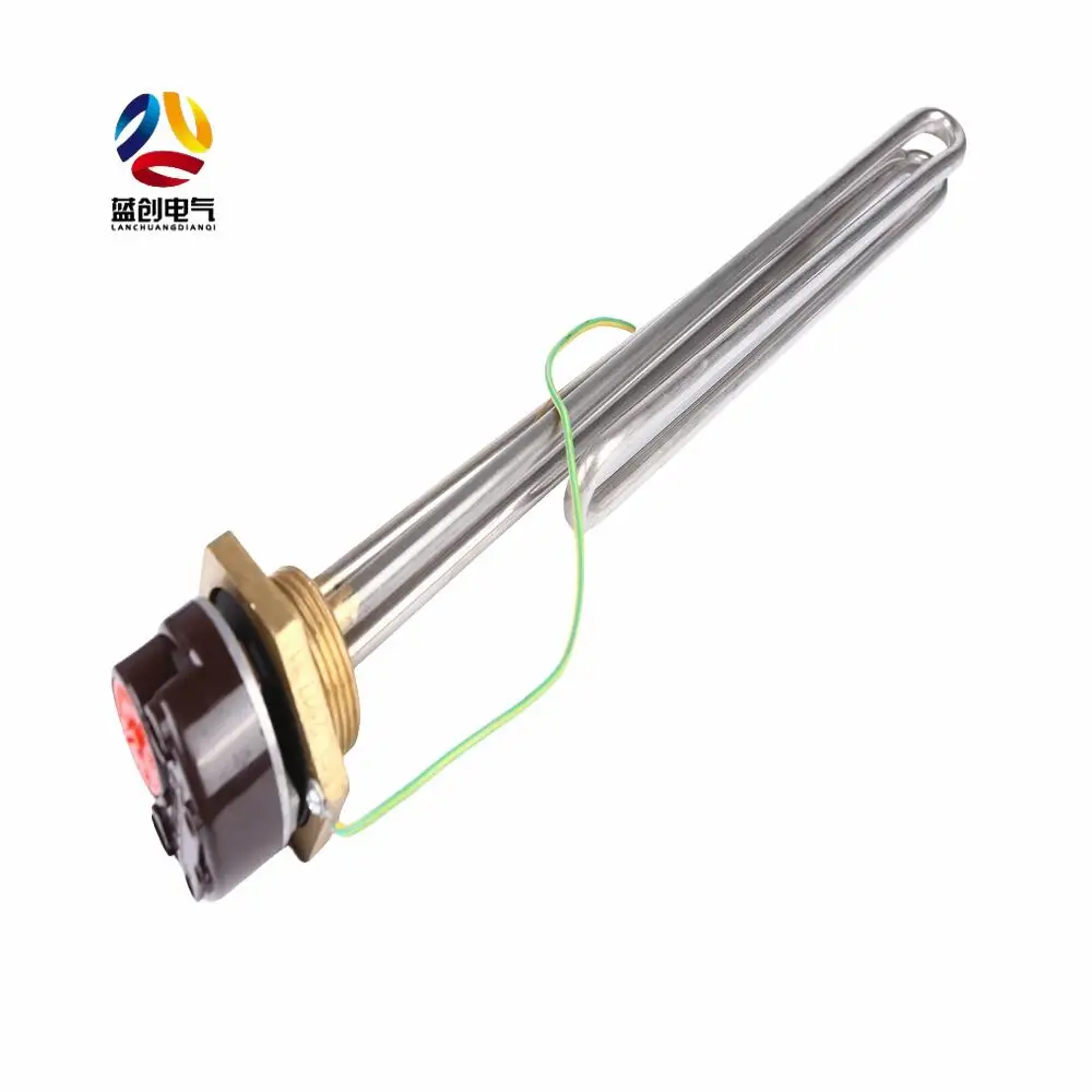 Factory Made Customize 12v 24v Brass Electric Heating element With Thermostat for Solar Water Heater