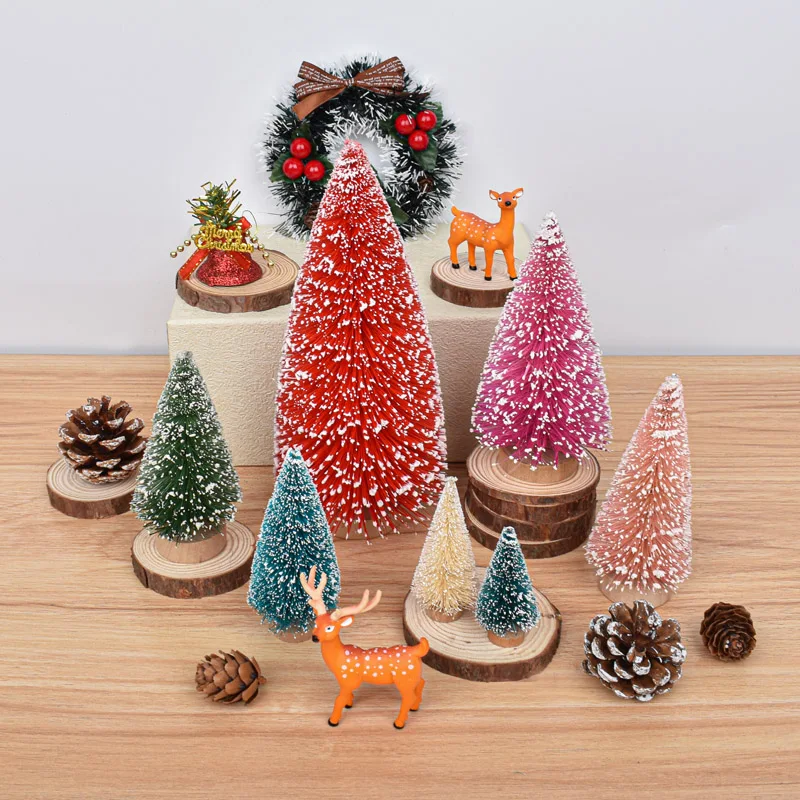 Mini árbol De Navidad De Ma Artificial, Pino Falso, Sisal, Seda
