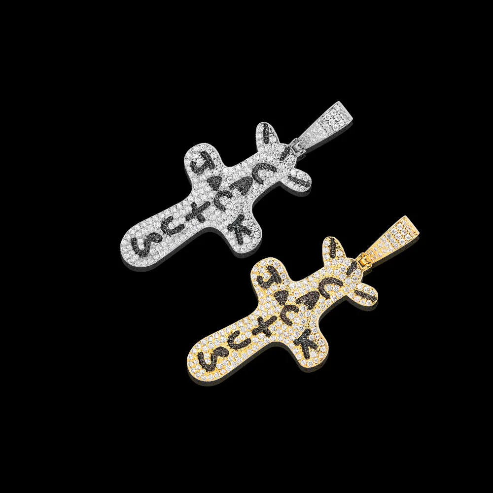 14k Gold/white Gold Hiphop Travis Scott Cactus Jack Iced 