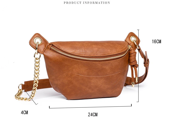 Wholesale Trend Luxury Soft Pu Leather Waist Bag Purse Custom Chain