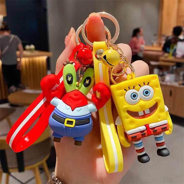 Keychain Sponge Doll Car Key Bag Accessories Cute Cartoon 3d Patrick ...