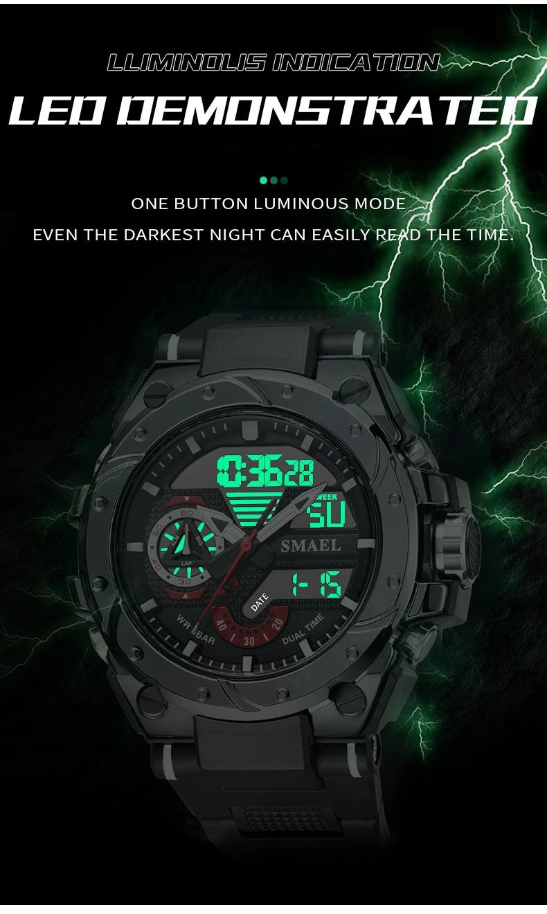 SMAEL Analog Digital Multifunctional Waterproof Watch For Men 8060