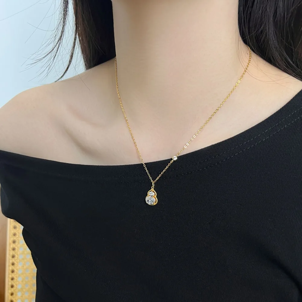 KAKODIY Unique Design Chain 925 Sterling Silver 5A Cubic Zirconia Gourd Pendant Necklace Women's Daily Accessories Jewelry Chain detail 5