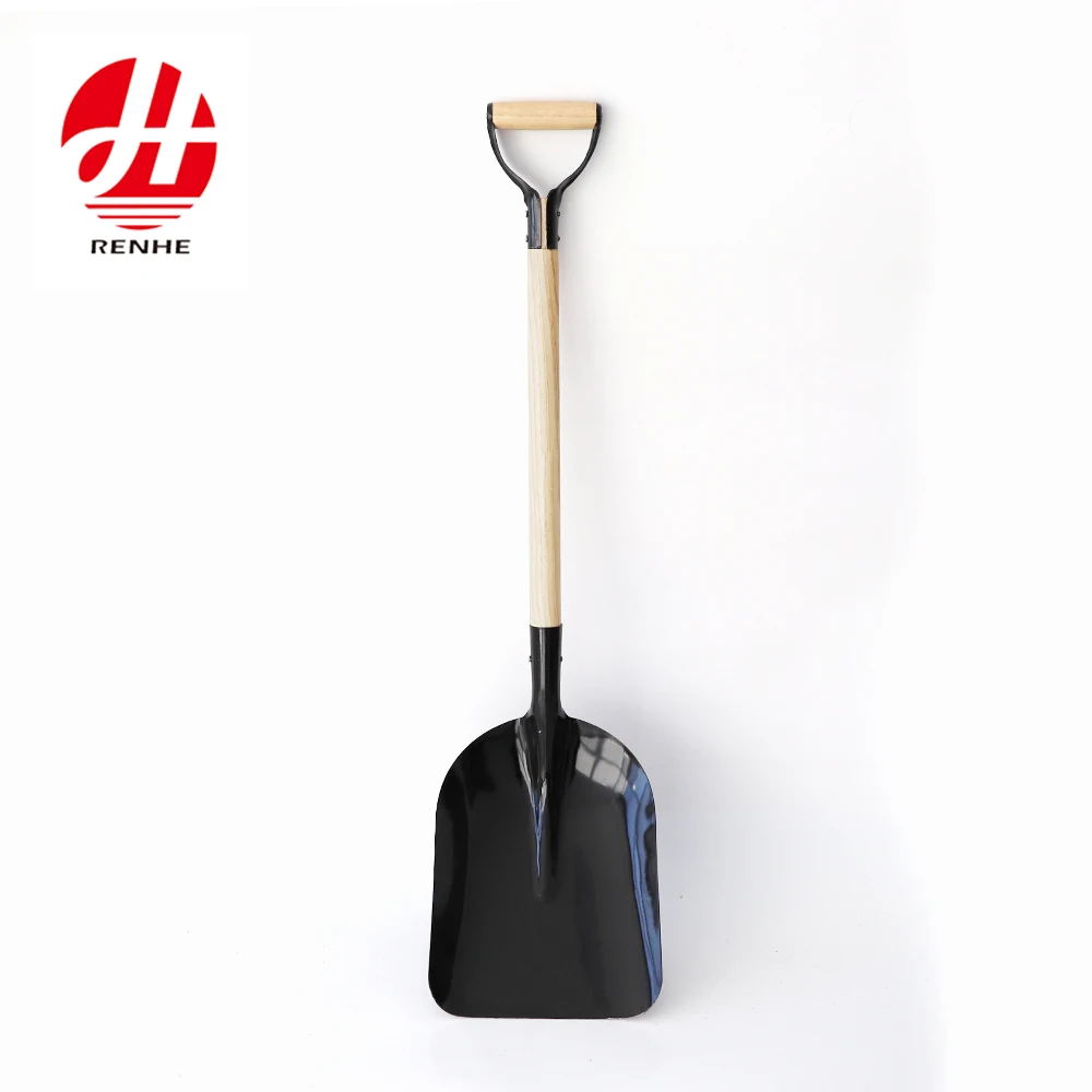 Kinesisk fabrikprodukt av hög kvalitet: jordbruksverktyg med metall-D-grepp, jordbrukskvadratspade med trähandtag