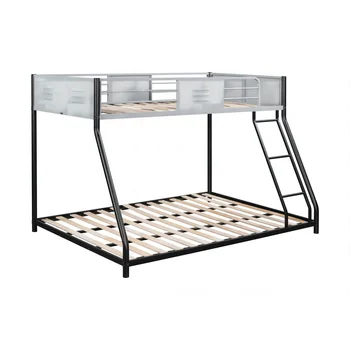 Metal Twin over Full Bunk Bed Heavy Duty Sturdy Safety Vent Board Guardrail CPC Certified No Box Spring Needed