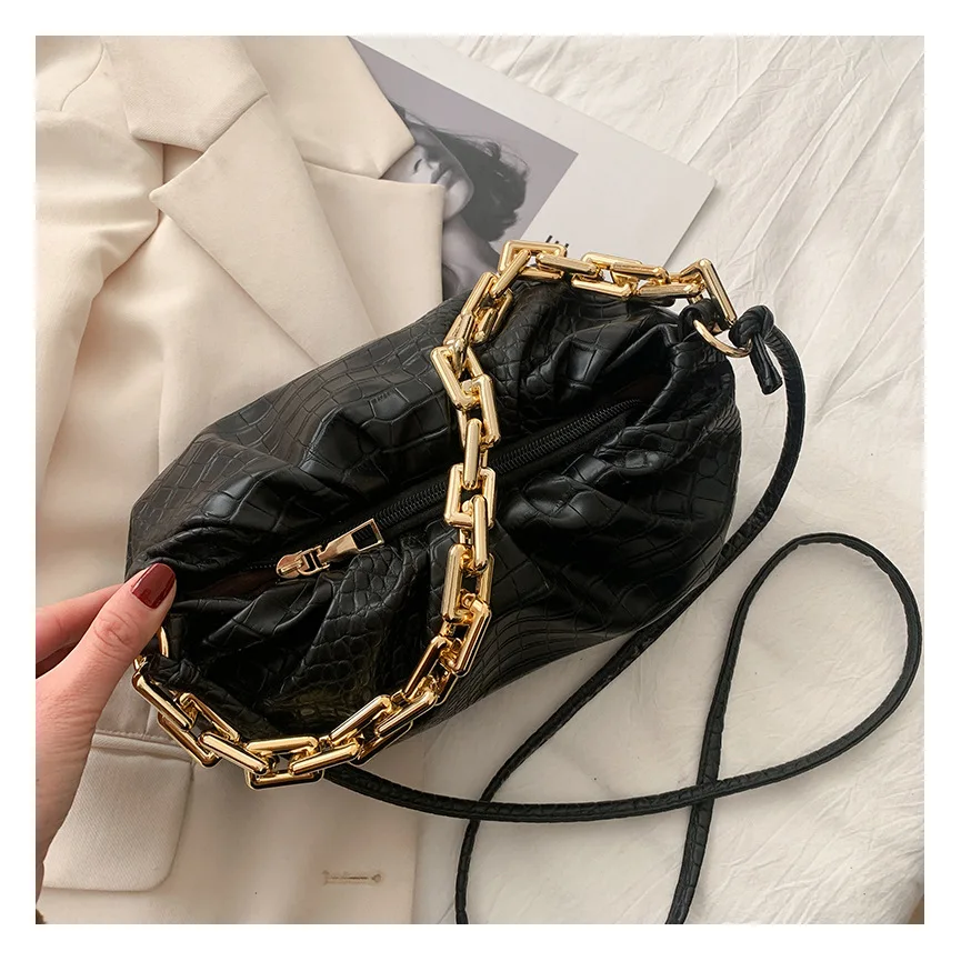 Women Pleated Cloud Handbags Gold Chain Shoulder Bag Luxury Pure Color  Ruched Hobos Lady Dumpling Wrinkled Crossbody Bags - Buy Sling  Bag,Messenger