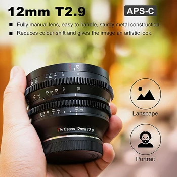7artisans APS-C Frame 12mm T2.9 Ultra-wide Angle Large Aperture CF Cine Lens for Sony E Nikon Z Canon RF Sigma L M43 Mount detail image