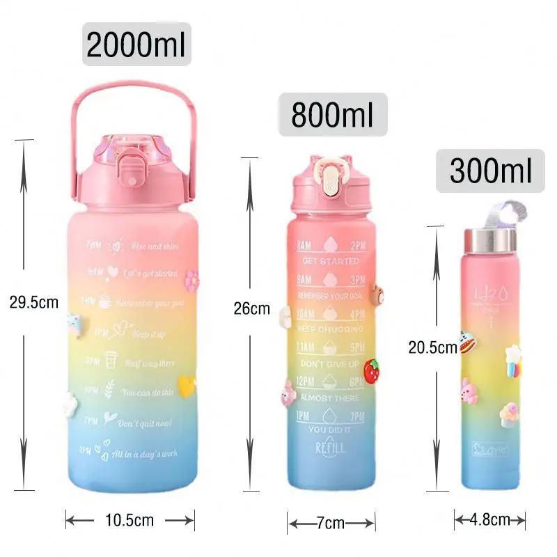 Pastal Motivational water 3 bottle Combo_* 2ltr + 900 ml + 300ml