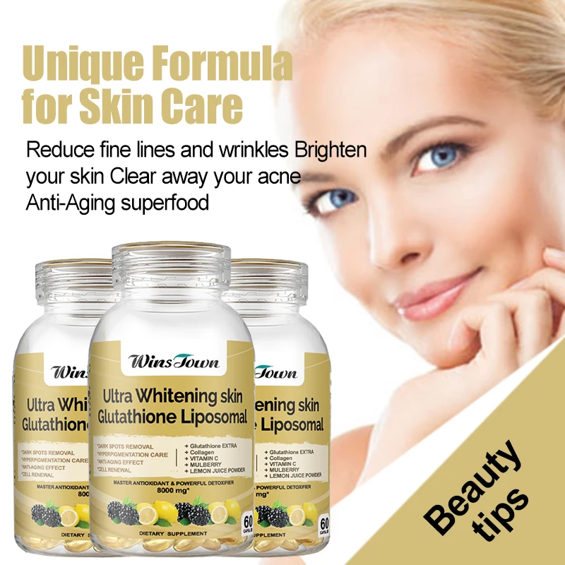 ultra whitening skin glutathione liposomal ultra whitening skin Glutathione liposomal collagen capsules vitamin C  mulberry lemon juice powder capsule tablet pills