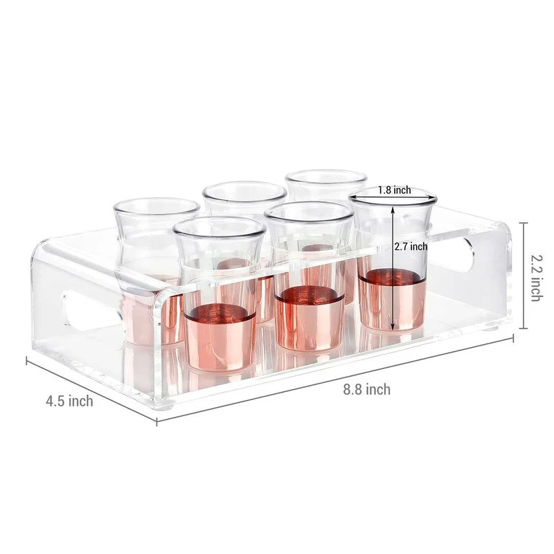 Shot Glass Serving Set 6 Party Shot Glasses Clear Acrylic Serving Tray