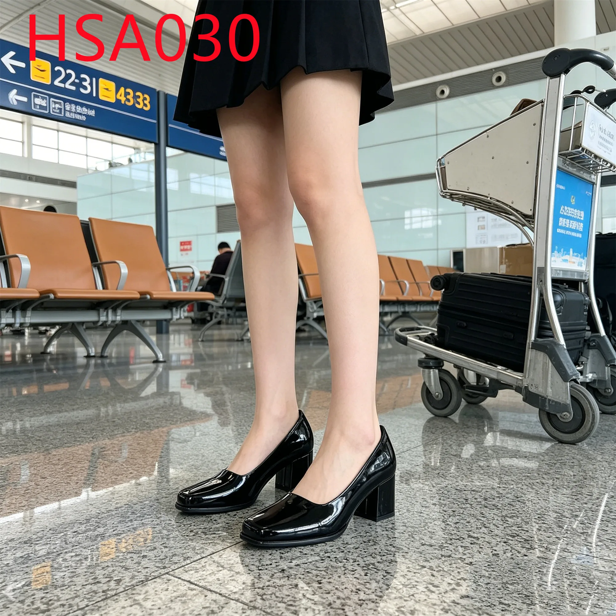 YYR,Airport Termina Durable Rubber/oxford Sole Dress Shoes Flight Attendant Full Grain Leather Upper women Office Shoes HSA030
