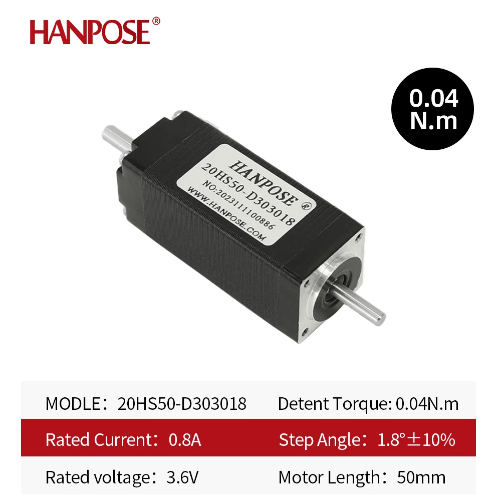 Hanpose Nema8 to-akslet stepmotor 20HS24/34/40/50-SZ 0,8 A 0,04 N·m lineære motorer til ekstern brug i smukkehedsudstyr, mini-motor