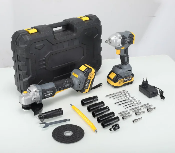 Professional Wireless Rechargeable Lithium Brushless Two-Speed Adjustable Reversible Angle Grinder DIY Tool Set 3.0AH Battery