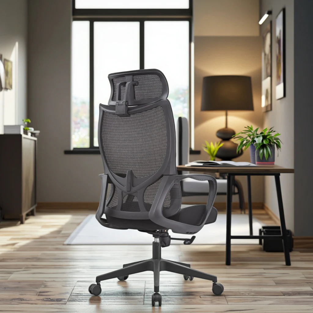 Black Professional Home Chair PP Frame Lumbar Support Butterfly Mechanism Ergonomic Seating 6
