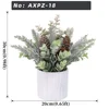 White Marble Pot Frost Pine Pine Cone Xmas Table Plant