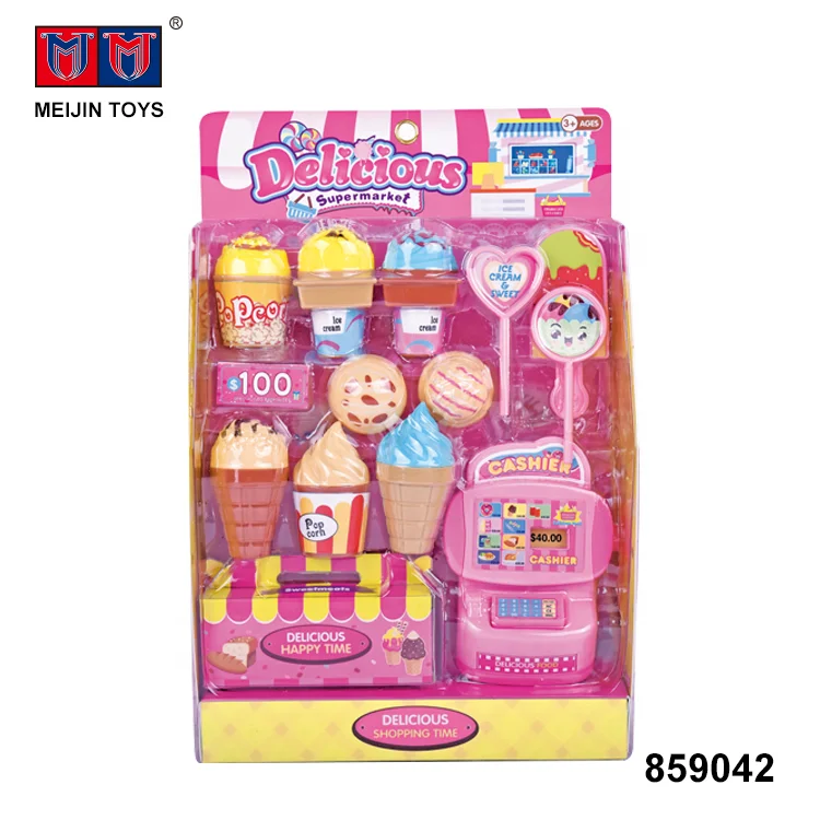 Пластиковый кассовый аппарат для мороженого девочек мини-игрушка